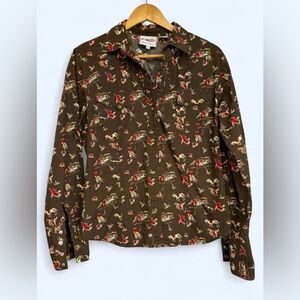 Roper Women's Western Snap Button Up Shirt Horse Equestrian Print Brown Size 4